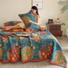 Manta de Toalla de Tres Capas Hecha de Gasa de Algodón Puro para Adultos, Colcha de Verano, Cubre Cama Multicapa