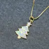 Colar Árvore de Natal de Opala Colorida Transfronteiriça para Mulheres, Acessórios de Moda, Corrente Delicada e Versátil para Clavícula