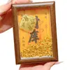 Popular Caja del Tesoro Dorada Marco de Fotos Adorno Feng Shui para Atraer Riqueza, Pequeño Lingote Cuenco del Tesoro, Soporte de Exhibición de Fortuna con Monedas de Oro, Regalo Coleccionable