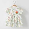 Vestido floral para meninas, verão, novo, roupa infantil, roupa de verão, saia estilo algodão infantil, saia princesa para meninas