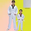 Uniforme de Taekwondo Manga Larga Algodón Puro Adulto Estudiante Universitario Principiante Rendimiento Negro Entrenador Manga Corta Ligero Propósito Especial para Hombres y Mujeres