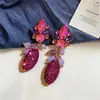 Pendientes colgantes ovalados de aguja de plata con diamantes, lujo ligero, moda de alta gama, pendientes exagerados, pendientes de nicho con personalidad y temperamento