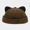 Otoño e Invierno Nuevo Sombrero de Oreja de Pana para el Suelo de Oreja Moda Japonesa Artística Fresca Pequeña Sombrero Melón Sombrero de Hombre