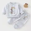 Conjunto casual de sudadera para bebé para otoño e invierno, conjunto de dos piezas para bebés e infantes, conjunto deportivo de primavera para niños y niñas, prenda exterior superior y pantalón deportivo