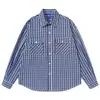 Yidao Vintage 2026 Primavera Nuevo Estilo Japonés Simple Retro Diseño de Bolsillo de Parche Unisex Camisa de Manga Larga a Cuadros