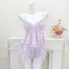 Pijama camisola original de alta qualidade com bojos para mulheres, roupa de casa fina com babados, conjunto de pijama estilo sexy e desejo puro