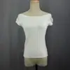 Camiseta de Verano Sexy de Hombros Descubiertos con Mangas Cortas para Mujer, de Punto Cómoda, Delgada y Ajustada, en Color Blanco, Dongdaemun Coreano