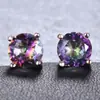 Pendientes de Cristal de Zirconia Blanca Redonda con Garras Cuatro, Explosiones Blancas K Blancas de Shein Transfronterizos para Mujer, 8 mm, Joyería de Oreja Simple de Moda Versátil