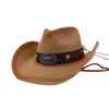 Chapéu de Sol para Viagem ao Ar Livre Masculino e Feminino Aliexpress Transfronteiriço Chapéu de Palha Estilo Cowboy Pintado a Spray Pqbznz031