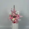 Arreglo floral de piso para boda, decoración de fila de flores rosas, flores de boda, flores artificiales, decoración de pasillo, ambientación, arte floral de escenario T