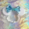 Acessórios de cabelo novos com laço de lantejoulas para crianças, tiara decorativa para parque de diversões, faixa de cabelo elástica ajustável de nylon