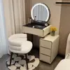 Mesa de Toucador Pequeno Apartamento em Madeira Maciça Quarto Moderno Simples Luxo Leve Mesa de Escrivaninha em Rocha Mesa de Maquiagem Mesa de Maquiagem Integrada