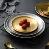 Placa de Barbacoa Estilo Coreano Hecha a Medida para Comercio Exterior Transfronterizo Plato de Cena de Acero Inoxidable 304 Plato Redondo Estilo Ins Plato de Postre Plato para Filete Comida Occidental