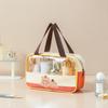 Bolsa Cosmética Transparente Divertida Bolsa de Lavar Portátil Bolsa de Almacenamiento de PVC Impermeable Doble Compartimento Bolsa Separadora Seco y Húmedo