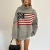 Suéter Cálido de Punto Holgado Talla Grande Jacquard Otoño e Invierno Y2K Transfronterizo Street Retro Top para Mujer Gris