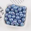 Contas Redondas Perfuradas Cor Sólida Banhadas AB, Contas Iridescentes com Furo Reto para Colares, Pulseiras, Correntes de Celular DIY e Materiais para Miçangas