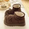 Botas de Nieve para Mujer con Lazo Rojo de Diseño Único, Estilo Coreano Versátil, Cálidas con Forro de Terciopelo, Zapatos de Algodón para Otoño e Invierno