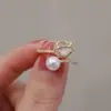 Anillo de Tulipán Estilo Coreano con Piedra Ojo de Gato Multicolor para Mujer, Anillo Ajustable de Alta Gama de Nicho de Moda, Venta al por Mayor