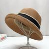 Sombrero de Paja de Alta Calidad para Mujer Verano Moda Combinable Sombrero de Pescador de Cúpula Francesa Compras Viajes Sombrero de Sol de Ala Ancha