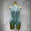 Amazon Europa y América Más Vendido Moda Sexy Adorno de Pedrería Borla Cremallera Sin Mangas Club Nocturno Baile Falda Cuello Halter