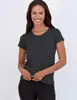 Nailon Catiónico Seda Transfronterizo Nueva Camiseta de Manga Corta para Mujer Verano Holgada Ropa de Fitness Deportiva Color Piel Hombro Derecho Secado Rápido Yoga