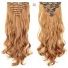 Extensões de Cabelo Sintético Clip-In Conjunto de 7 Peças Extensões de Cabelo Peruca Extensões de Cabelo Cortina de Cabelo Peruca 16 Presilhas Cabelo Longo Cacheado Fibra Sintética para Mulheres