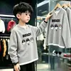 Blusa de Malha Waffle Estilosa Nova para Primavera e Outono, Falsa Peça Dupla, Manga Longa para Crianças Médias e Grandes, Estilo Coreano, Casual, Cool, Camada Base