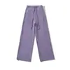 8665-25 Invierno Nuevo Estilo Europeo y Americano Estilo Petite Cintura Media Cordón Recto Holgado Pierna Ancha Pantalones Deportivos Pantalones Casuales