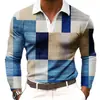 Camisa casual de manga larga con cuello para hombre transfronteriza, ropa para hombre, polo de manga larga a bloques de color de Amazon