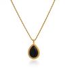 Dazan Wholesale En Stock Europeo y Americano Ins Transfronterizo Acero de Titanio Chapado en Oro de 18K Moda de Vanguardia Borde Dorado Conjunto de Collar de Gota de Agua