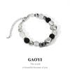 Pulsera Corta de Plata de Alta Gama Asimétrica con Cuentas para Mujer ins Nicho Elegante Cuentas de Cristal Mejor Amiga Pulsera de Pareja