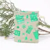 Bolsa de Regalo con Cordón de Elemento Navideño Lino de Imitación Estampado Dorado Bolsa con Cordón 9*12cm Bolsa de Almacenamiento para Regalos Bolsa de Tela con Cordón