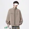 Jaqueta Retrô Americana com Gola Alta Masculina Nova Coleção Primavera & Outono 2025 Jaqueta Solta Casual Workwear Tendência Moda Jaqueta