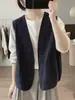 Jaqueta Colete de Algodão Feminina, Novo Estilo Primavera e Outono, Caimento Solto, Decote V Emagrecedor, Design Simples e Único, Colete de Trabalho