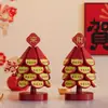 Árbol de Navidad Estilo Chino de Año Nuevo Esterilla Aislante Térmico Decoración de Escritorio de Madera Maciza Posavasos Festivo Base para Ollas Árbol de la Fortuna