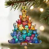 Amazon Nuevo 2026 Navidad Colgante Acrílico Animal Sombrero de Navidad Transfronterizo Decoración Árbol de Navidad Colgante Venta al por Mayor