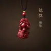 Colgante Pixiu de Cinabrio Natural de Tres Taeles para Hombres y Mujeres en su Año Zodiacal, Collar Portátil, Llavero, Colgante para Teléfono, Joyería