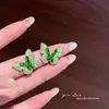 O Mágico de OzBrincos de Cristal Stud Verdes Estilo Floresta Brincos Verdes Frescos Únicos de Nicho Enfeites de Orelha