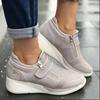 Sapatos Femininos Plus Size Transfronteiriços 2026 Primavera Novos Bico Redondo Strass Velcro Estilo Europeu e Americano Sapatos de Moda Feminina Tamanho 43