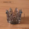 Suporte de Vela Criativo Transparente em Vidro em Formato de Coroa, Copo de Vela Espesso em Vidro, Conjunto de Porta-Velas Redondo Estilo Palácio, Ornamento Decorativo