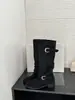 Nuevas botas altas sencillas de doble hebilla para mujer de otoño