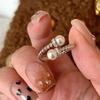 Anillo de perla torcida vintage de plata esterlina S925 con diseño de nicho de lujo ligero y de alta calidad para mujer