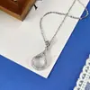 Collar colgante hueco de plata de ley S925, redondo de 10 mm con engaste de cuatro puntas para gema de jadeíta, accesorios de incrustación DIY, cadena para la clavícula para mujer