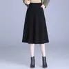 Saia evasê casual da moda estilo coreano para mulheres, novidade outono 2026 cintura alta emagrecedora saia de caimento para o trabalho