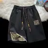 Pantalones Cortos de Patchwork con Pintura al Óleo para Hombre, Verano Nuevo Estilo Chino Bordado Marca de Moda Sueltos Tallas Grandes Juventud Casual Deportivos