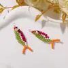 Pescado Colorido Tejido Divertido de Dibujos Animados Colgante Pendientes Dopamina DIY Pendientes Colgante para Bolsos Llavero Accesorios