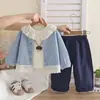 Conjunto de otoño para niña 2026 nuevo elegante casual para bebé primavera y otoño cárdigan de punto para niños conjunto de tres piezas dropshipping