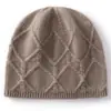 Chapéus de Cashmere para Homens e Mulheres, Chapéus de Malha Quentes de Cashmere para Outono e Inverno com Novo Padrão de Rede, Chapéus de Lã Quentes para Exterior
