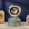 Bola de Cristal Transfronteiriça Base Giratória com Textura de Madeira Luminária Noturna Brilhante Lâmpada do Céu Estrelado 3D Decoração de Mesa Presente Criativo de Feriado