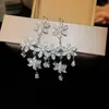 Novos brincos de franja de flor de zircônia com pino de prata para mulheres, brincos de nicho de luxo leve de alta qualidade, brincos modernos e requintados